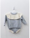 set tejido celeste con beige
