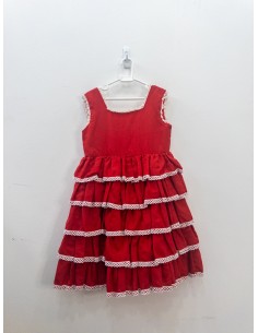 vestido rojo con ruffles
