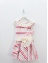 vestido rosados y beige con lazo beige