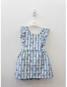 vestido cuadros azules con anclas negras