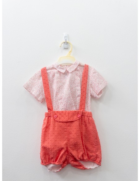 set romper salmon y camisa de estrellas