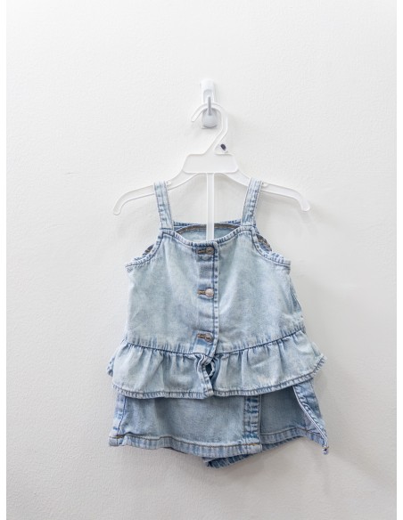 set short falda y top jean claro