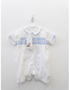 enterizo blanco con detalles celestes, nuevo