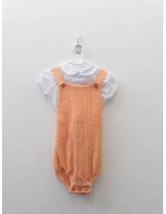 set camisa blanca y enterizo punto naranja