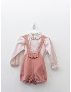 set romper rosado camisa rayas rosadas