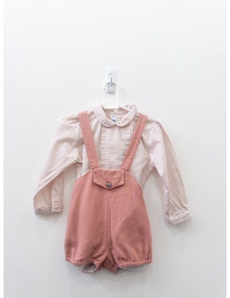 set romper rosado camisa rayas rosadas