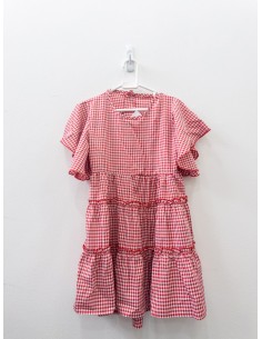 vestido cuadros rojos y blancos