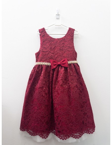 vestido concho de vino con encaje