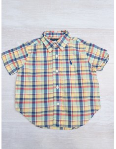 camisa manga corta cuadros amarillos verdes y azules
