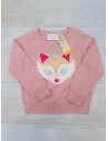 sueter rosado con gato de lentejuelas