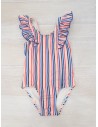 pantalon de baño rayas blancas y rojas y azules