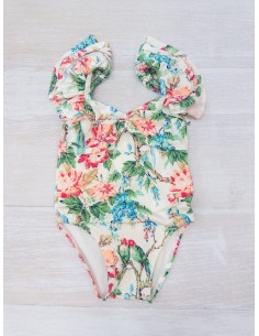 pantalon de bano beige con flores