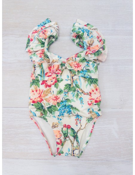 pantalon de bano beige con flores