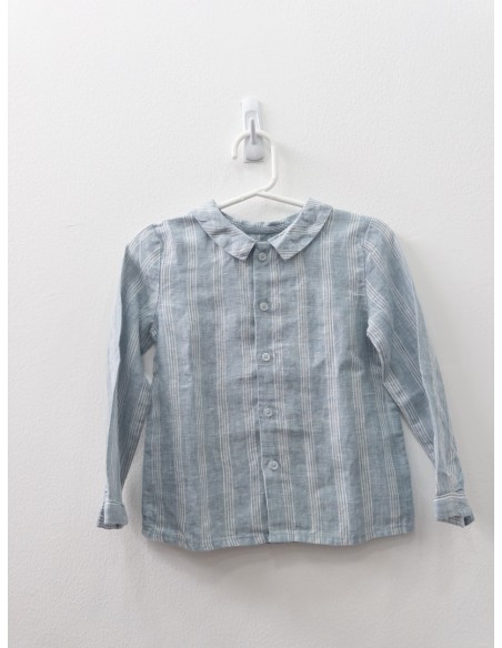 camisa turquesa rayas beige