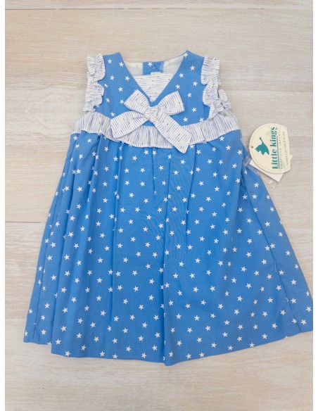 vestido celeste con estrellas blancas