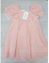 vestido rosado con puntos blancos