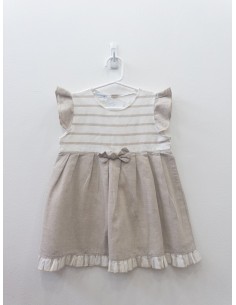 vestido beige de lino