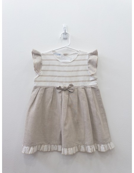 vestido beige de lino