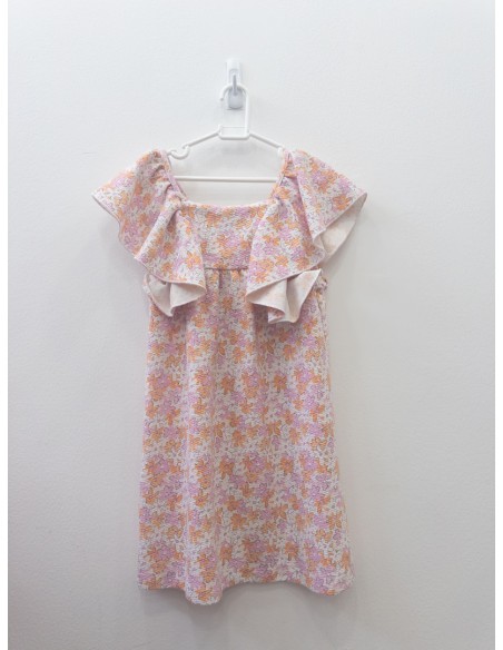 vestido flores naranjas con rosadas