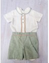 set short verde agua y top blanco