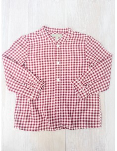 camisa manga larga cuadros concho de vino