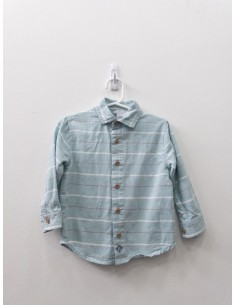 camisa turquesa con raya blanca y cafe