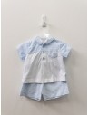 set camisa blanca con celeste y short de cuadros blancos con celestes