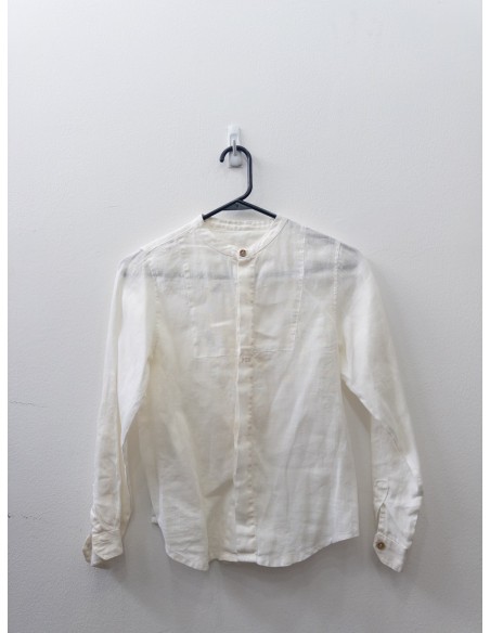 camisa manga larga blanca lino