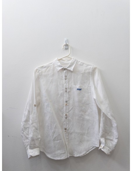 camisa manga larga blanca lino