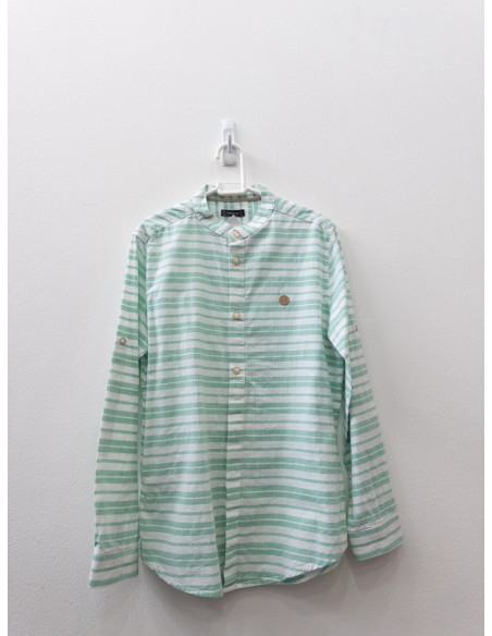 camisa lino rayas verdes y blancas