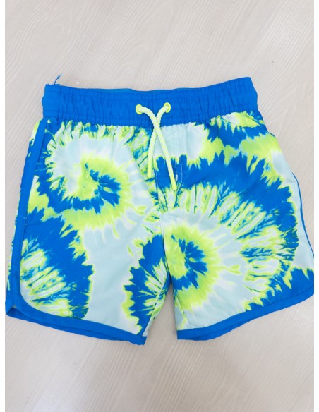 pantalon de bano azul con neon