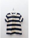 camiseta tipo polo franjas beige y azules