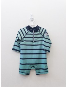 pantalon de bano entero rayas turquesas y azules