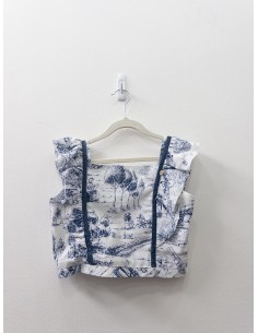 set blanco con dibujos azules