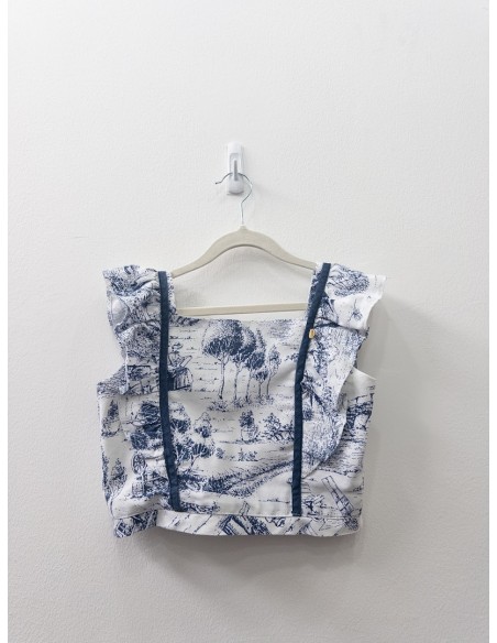 set blanco con dibujos azules