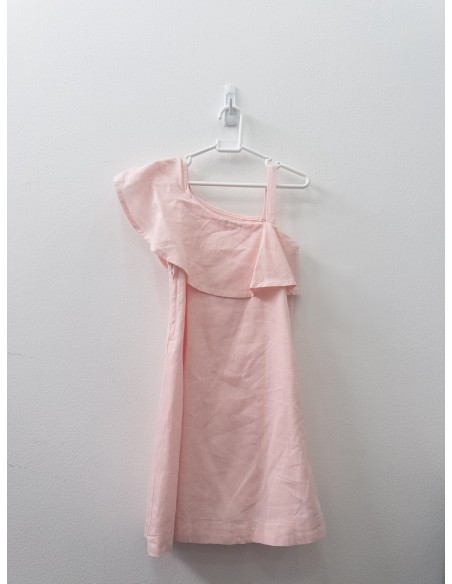 vestido rosado de lino