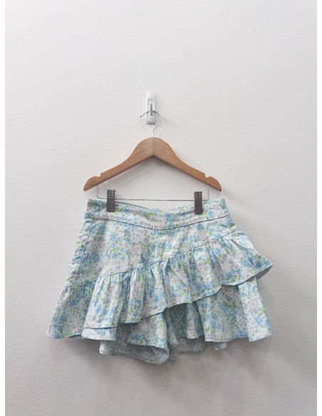 set falda y top flores celestes y rosadas