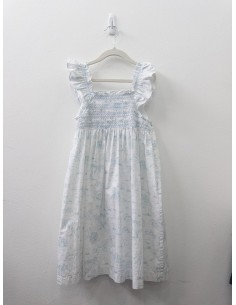 vestido blanco con print celeste