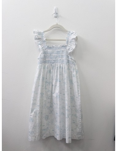 vestido blanco con print celeste