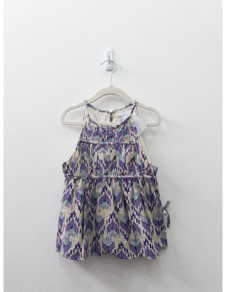 set pantalon y top beige con morado