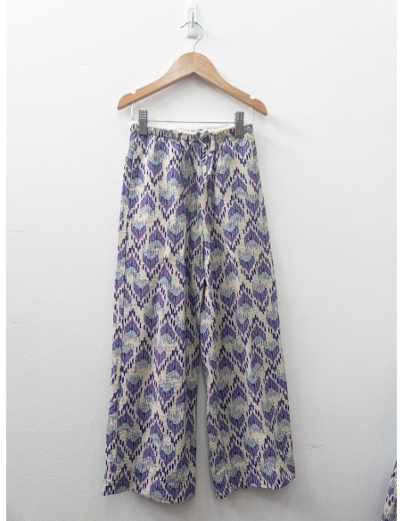 set pantalon y top beige con morado