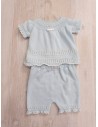 set tejido celeste short y blusa