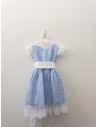 vestido celeste con detalles blancos