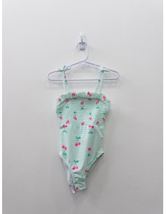 pantalon de bano rayas turquesas con cerezas