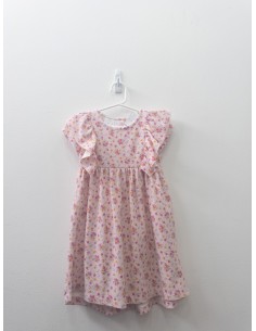 vestido rosado con florcitas fucsias