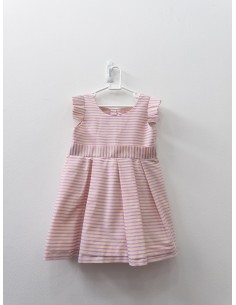 vestido beige rayas lila