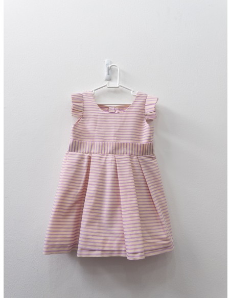 vestido beige rayas lila