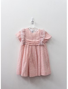 vestido rosado bolitas blancas