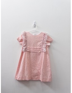 vestido rosado bolitas blancas