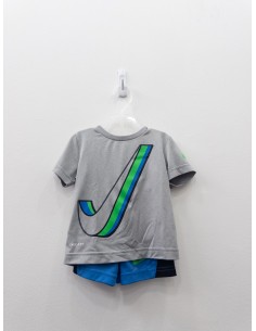 set deportivo short azul camiseta gris